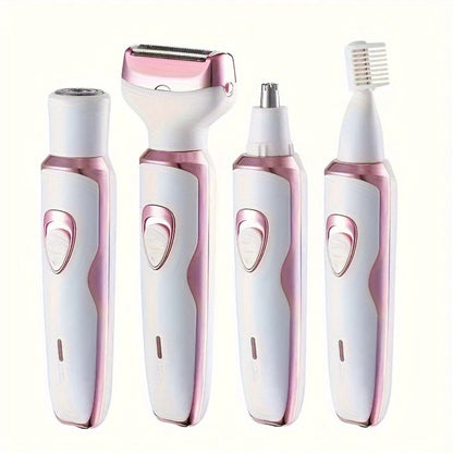 Rechargeable Facial Hair Remover Set for Women with Pink and Purple Multi Tool Options for Grooming