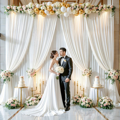 Photography Backdrop 4-Pack 5x10ft Polyester Spandex Background Cloth | Wrinkle-Resistant, Soft & Smooth with Pole Pockets | Wedding