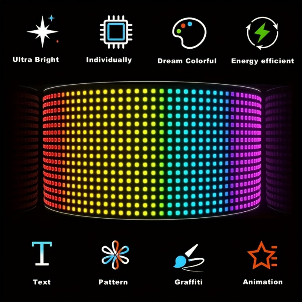 Programmable LED Sign Flexible Matrix Display Screen 5V App & Remote Control - Scrolling Text for an Everyday Personal Care Routine