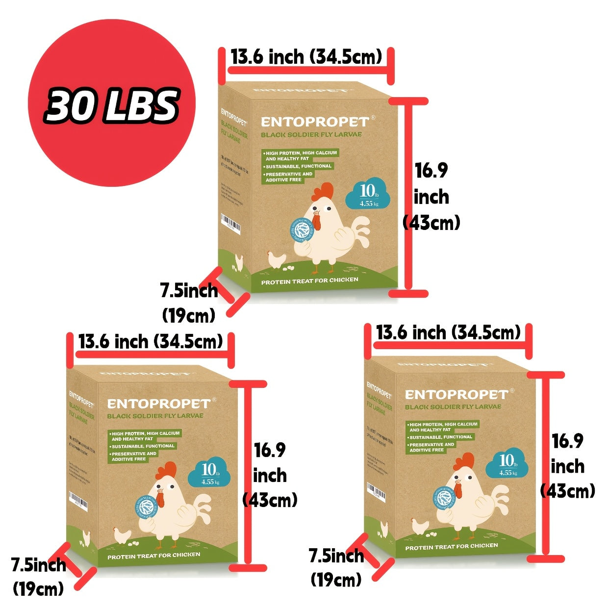 Dried Black Soldier Fly Larvae 30LB – High Protein Chicken Feed Supplement, Natural Poultry Treat for Chickens, Ducks