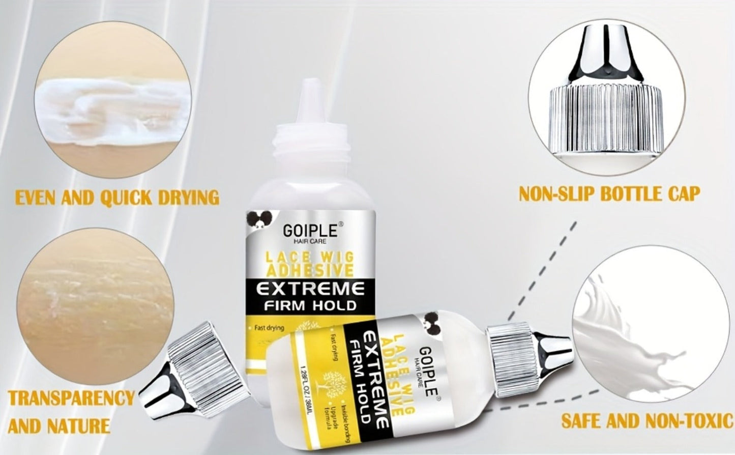 Lace Wig Installation Kit, 10-Piece Set with Melting Spray, Liquid Bottles, Bands, Caps, Combs and Brushes