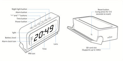 Security Camera 2K Clock-Format Model with Dual-Band WiFi, Color Night Vision, Motion Detection and Two-Way Talk