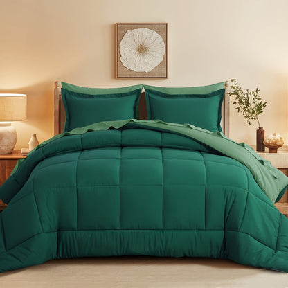 7 Piece Comforter Set Luxury Soft Fluffy Bedding All Season Bed in a Bag with Comforter Fitted Sheet Flat Sheet Pillowcases Hypoallergenic