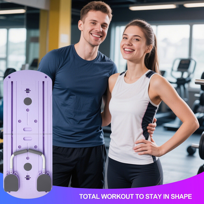Foldable Pilates Board 8-in-1 with Resistance Bands – Anti-Slip Yoga Push-Up Board for Core Strength, Balance