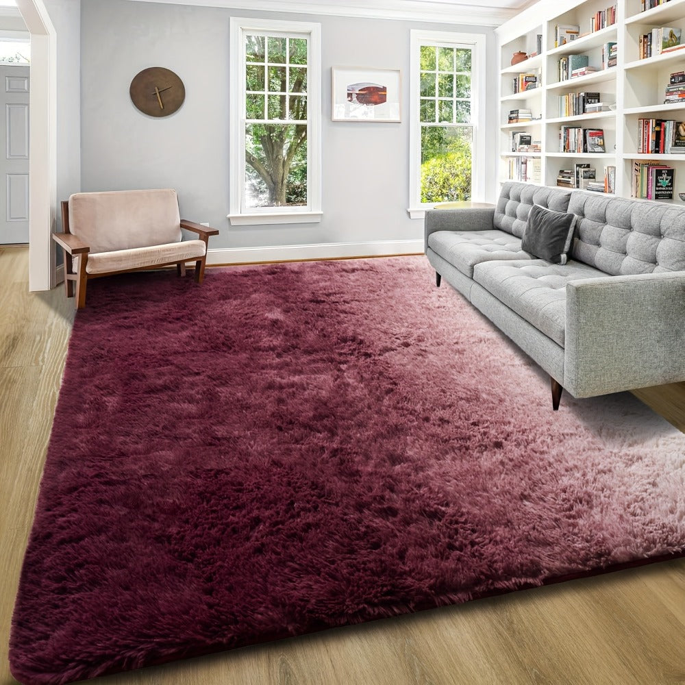 Shaggy Plush Area Rug – Soft Fluffy Carpet for Living Room, Bedroom & Sofa | Non-Slip Machine Washable Tie-Dye & Solid Color Long Pile Rug |
