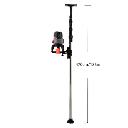 Telescoping Laser Level Pole 15.4ft / 4.7m – Adjustable Extension Rod with 1/4"-20 & 5/8"-11 Thread Mount for Rotary and Line Lasers