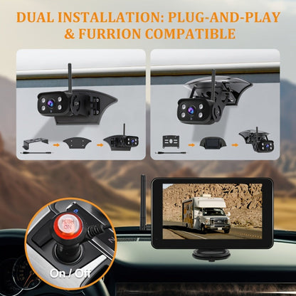 RV Backup Camera Wireless System – 7" HD 1080P Touchscreen Monitor, Night Vision, BSD Blind Spot Detection, 4-Channel, Furrion Compatible