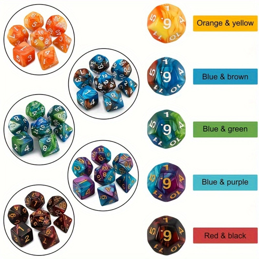 DND Polyhedral Dice Set 25 Sets 175pcs, Double Color D4 D6 D8 D10 D12 D20 for Dungeons & Dragons RPG MTG Tabletop Games