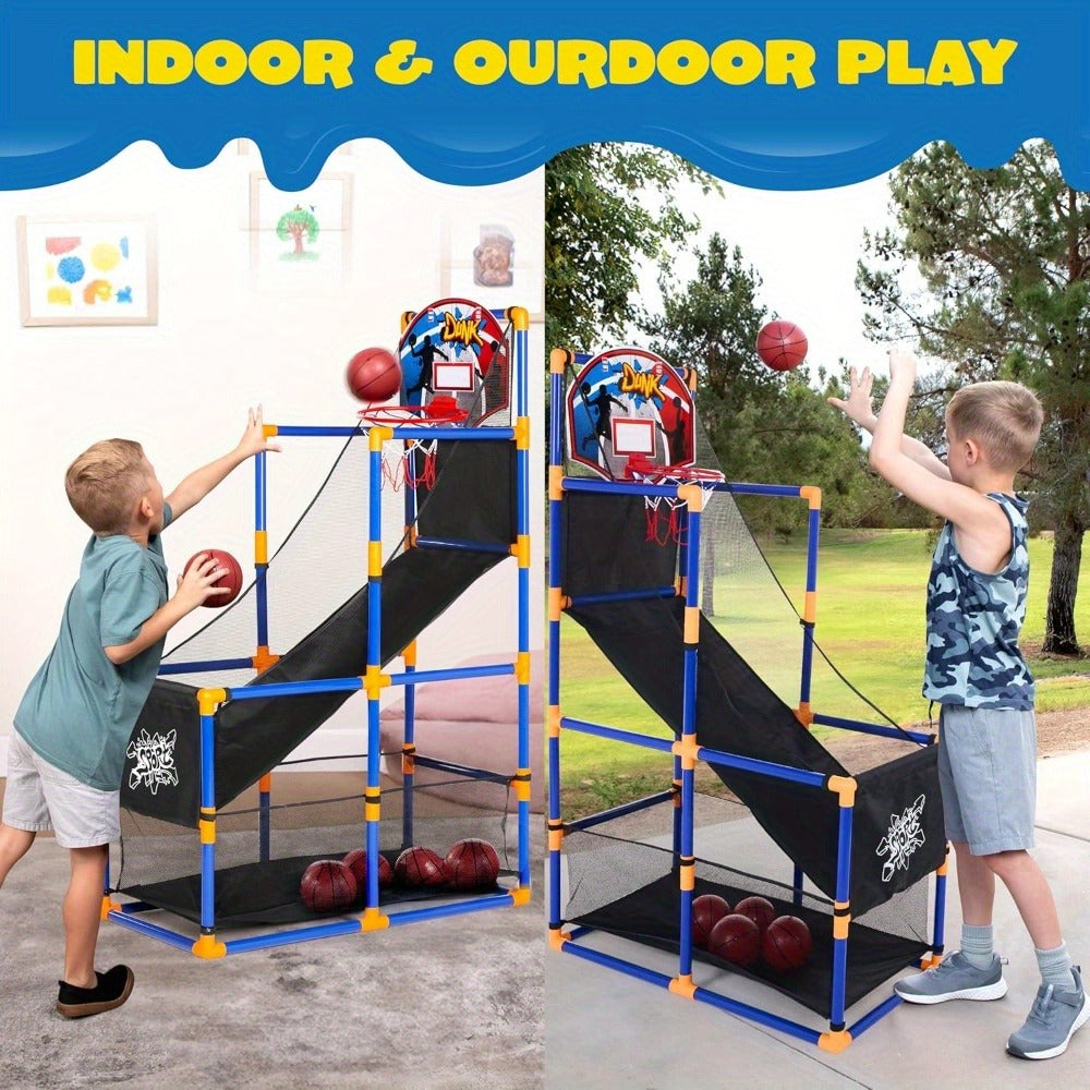 Kids Adjustable Basketball Hoop Set Arcade-Style Stand 4 Balls Air Pump with the Listed Color, Size or Set Options for Everyday Use