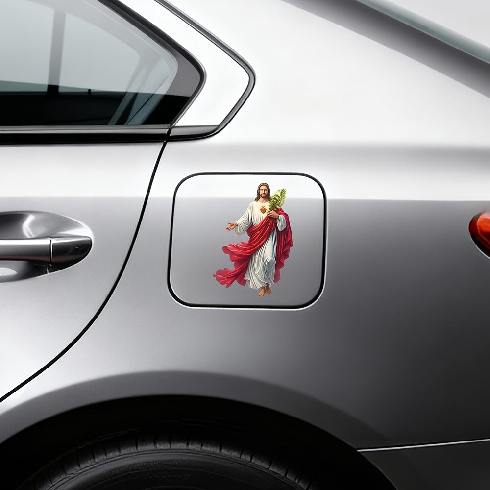 Four-Piece Red-and-White Robe Figure Sticker Set for Vehicle Windows and Other Flat Surfaces