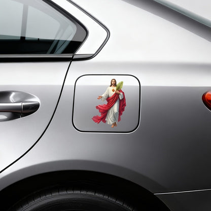 Four-Piece Red-and-White Robe Figure Sticker Set for Vehicle Windows and Other Flat Surfaces
