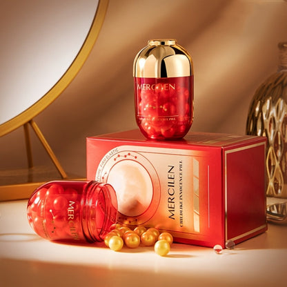 Face Serum Mercilen Collagen Capsules with Jojoba Oil, Plant Squalane and Glycerin in a 30-Piece Bottle