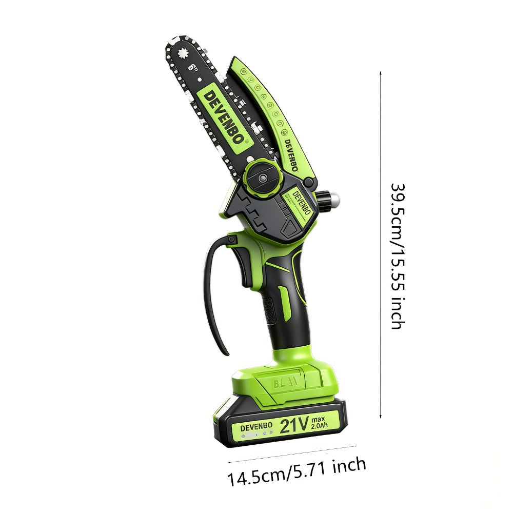 Power Tools DEVENBO 6 Inch Cordless Mini Chainsaw with One or Two Battery Options and Accessory Case