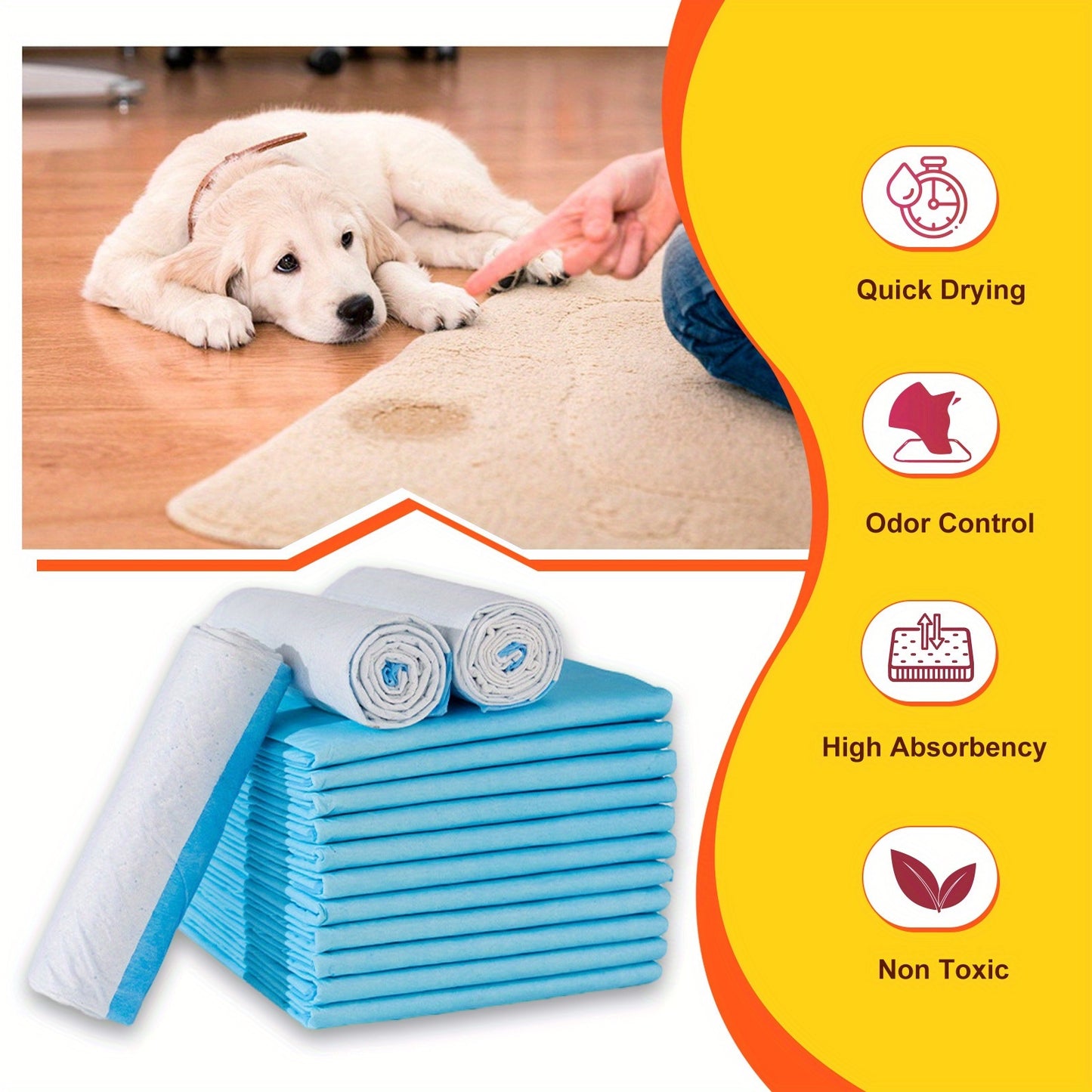 Puppy Pee Pads, Extra Large 34x46 Inch – 6-Layer Leak-Proof Super Absorbent Puppy Pee Pads, 30-Count Pack for Indoor Potty Training