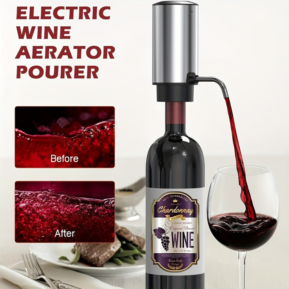 Electric Wine Opener Set, Rechargeable Corkscrew with Wine Aerator Dispenser, Vacuum Stopper & Foil Cutter for Any Occasion Gift