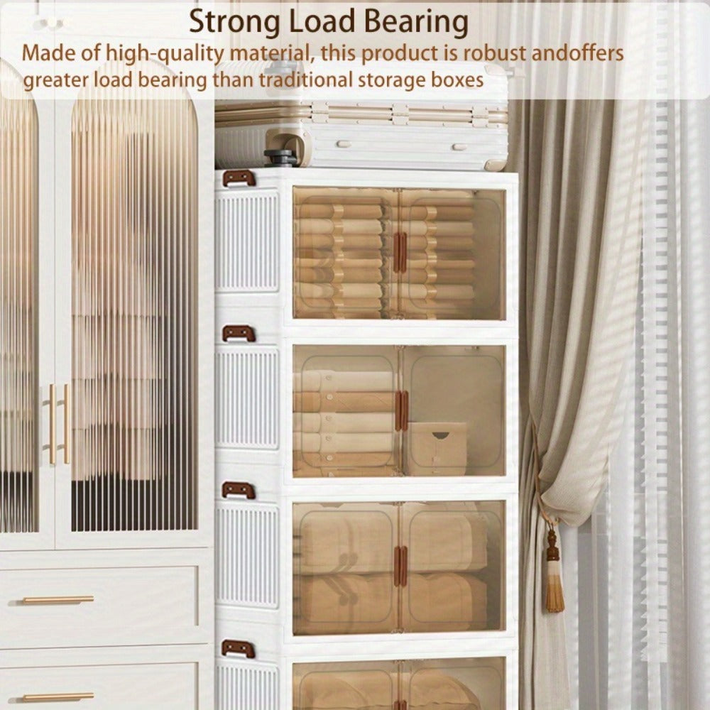 Storage Cabinet Collapsible Modular Locker with Magnetic Doors, Wheels and One to Five Layers