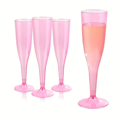 Pink 4.5-Ounce Stemmed Party Flutes in 25- or 50-Piece Packs for Toasts and Event Table Settings