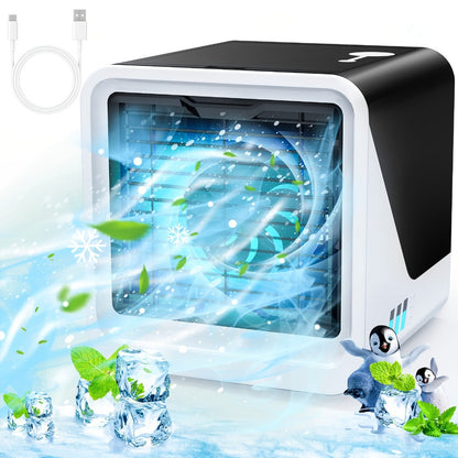 Portable Mini Air Conditioner Fan, Personal Evaporative Cooler with 3-Speed Settings & Timer, Quiet Desktop Cooling Fan for Room