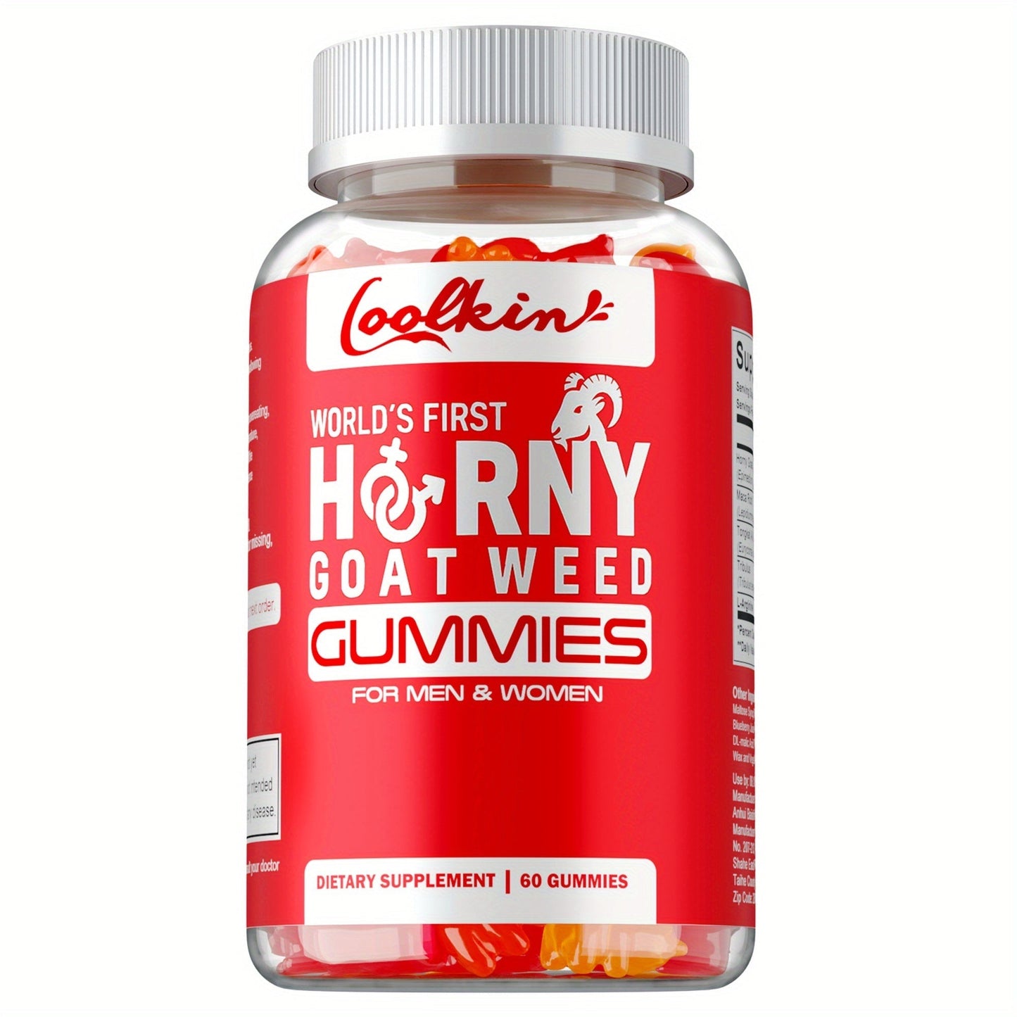 Horny Goat Weed Gummies with Maca Root Tongkat Ali Tribulus & L-Arginine, Men's Vitality & Energy Support Chewable Supplement