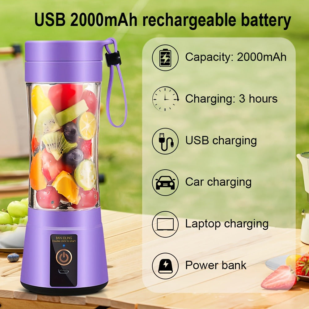 12.85-Ounce Six-Blade Slim Portable Blender Cup with Rechargeable Base and Five Color Options