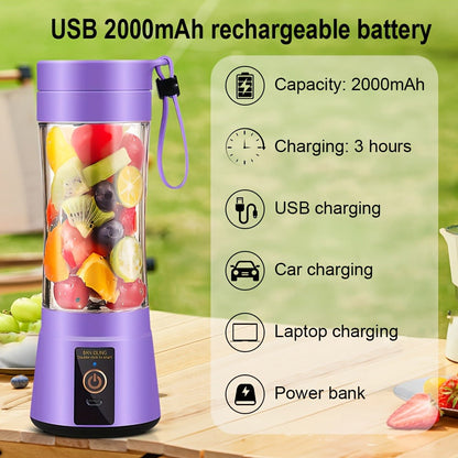 12.85-Ounce Six-Blade Slim Portable Blender Cup with Rechargeable Base and Five Color Options