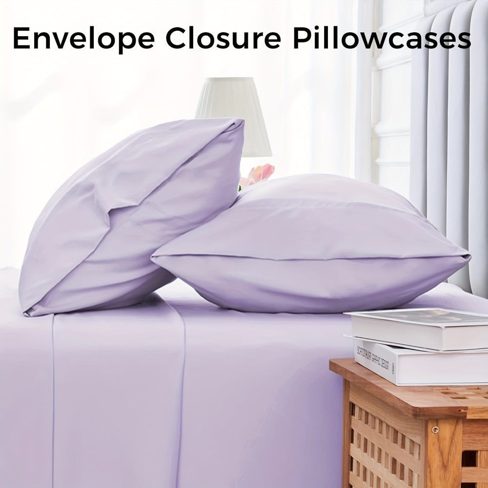 Bed Sheet Set Microfiber with Size-Dependent 3- or 4-Piece Contents, Four Bed Sizes and Eleven Colors