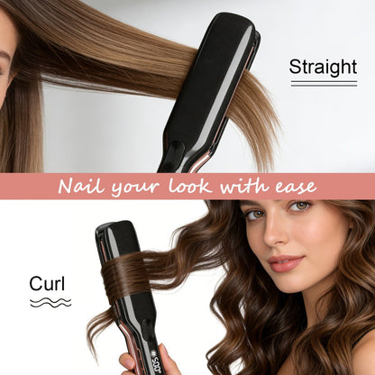 Ceramic Ionic Flat Iron Hair Straightener & Curler 2-in-1 Plasma Anti-Static 260°C 500°F LCD, for Home, Travel and Salon Hair Styling