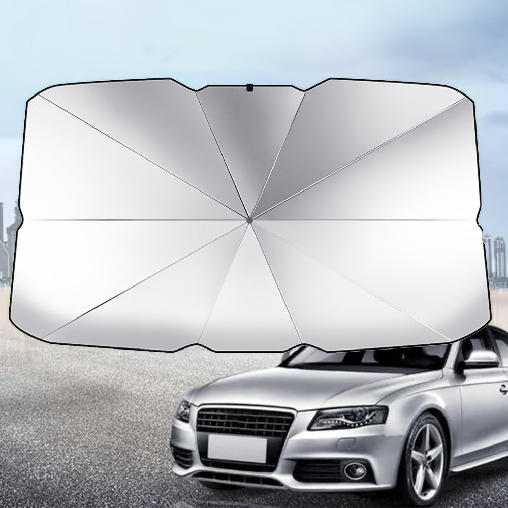 Windshield Sun Shade UV Protection | Auto Open & Fold One-Button, Fiberglass Skeleton, Opaque Insulation, Fits Most Cars SUVs Trucks