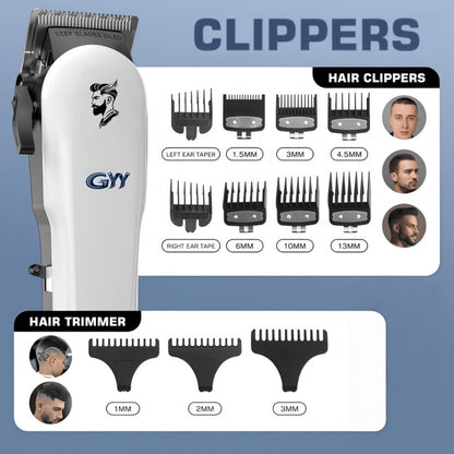 Hair Clipper Kit with Scissors for Home & Salon – Professional Stainless Steel Blade, Digital Display, USB Rechargeable Hair Cutting Set