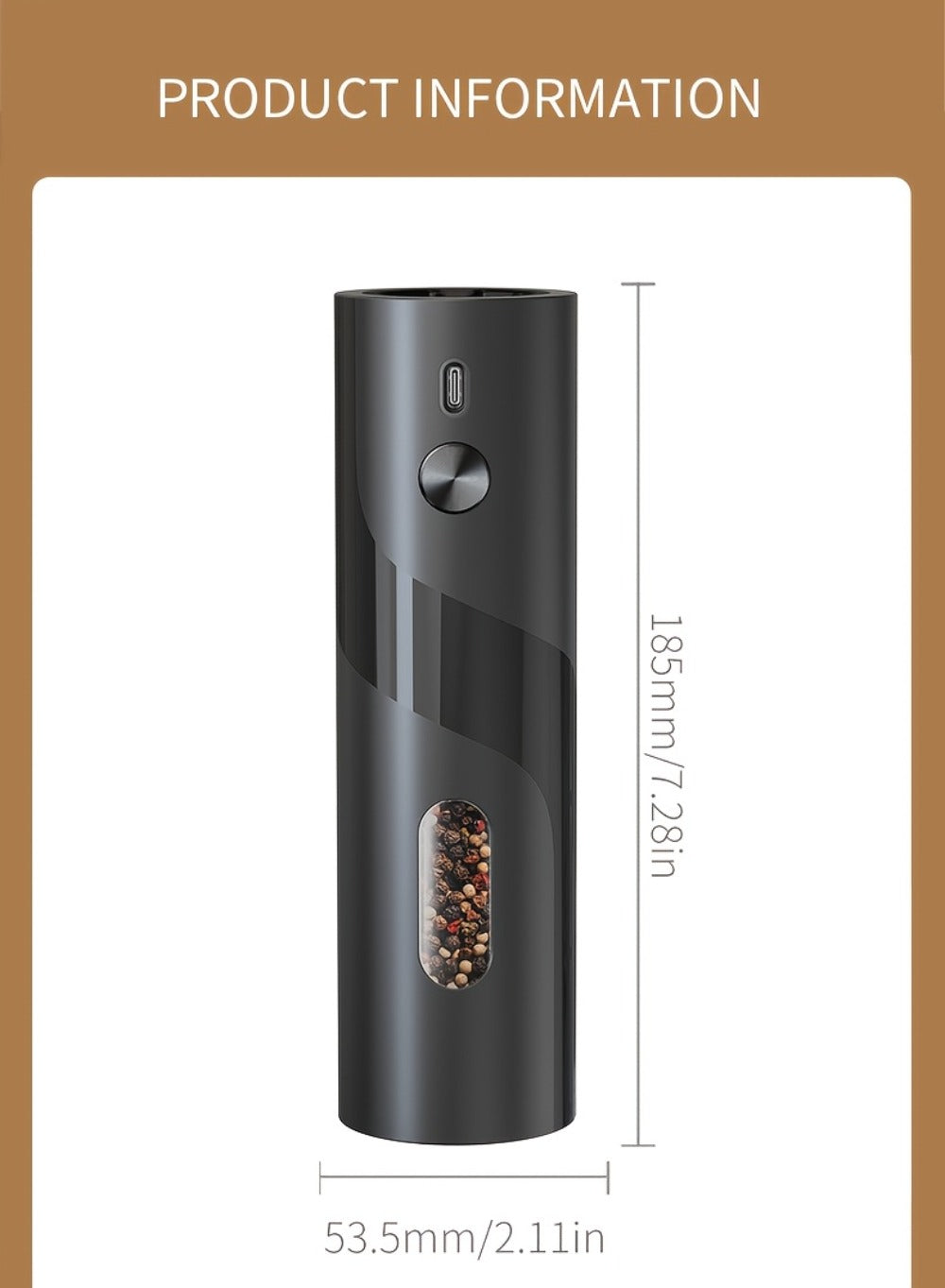 Electric Salt and Pepper Grinder Set, Rechargeable Mills with LED Light, Adjustable Coarseness & 3.72oz for Home Kitchen