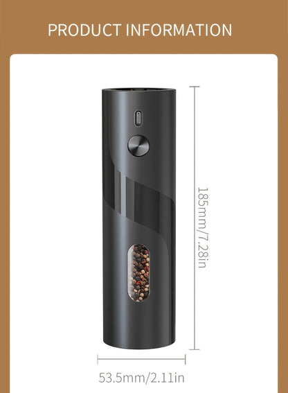 Electric Salt and Pepper Grinder Set, Rechargeable Mills with LED Light, Adjustable Coarseness & 3.72oz for Home Kitchen