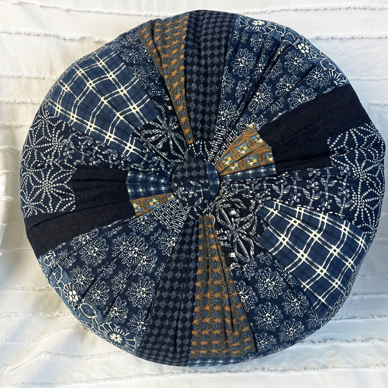Floor Pillow Round Bohemian Thick Cushion Vintage Floral Pattern Boho Meditation Seat Pad for Entryways, Bedrooms and Living Spaces