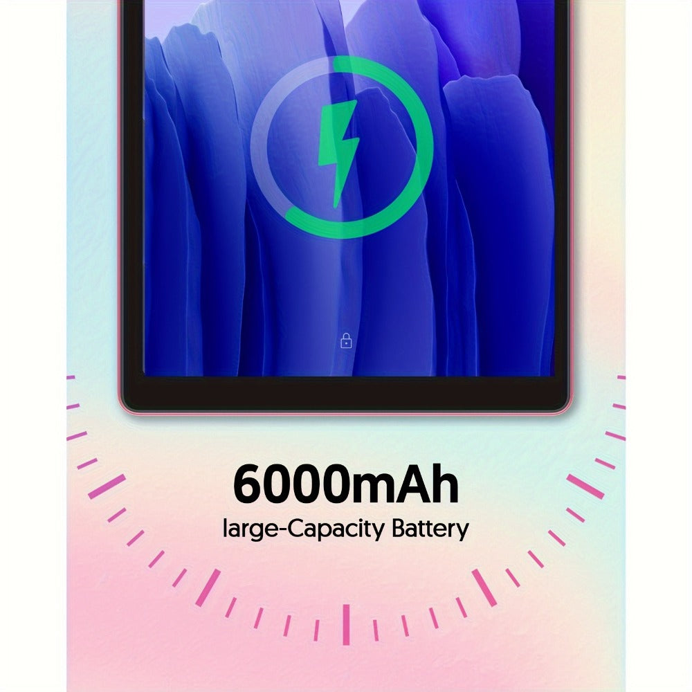 Android Tablet 10-Inch Pink with Android 12, Quad-Core CPU, IPS Touchscreen and Dual Cameras