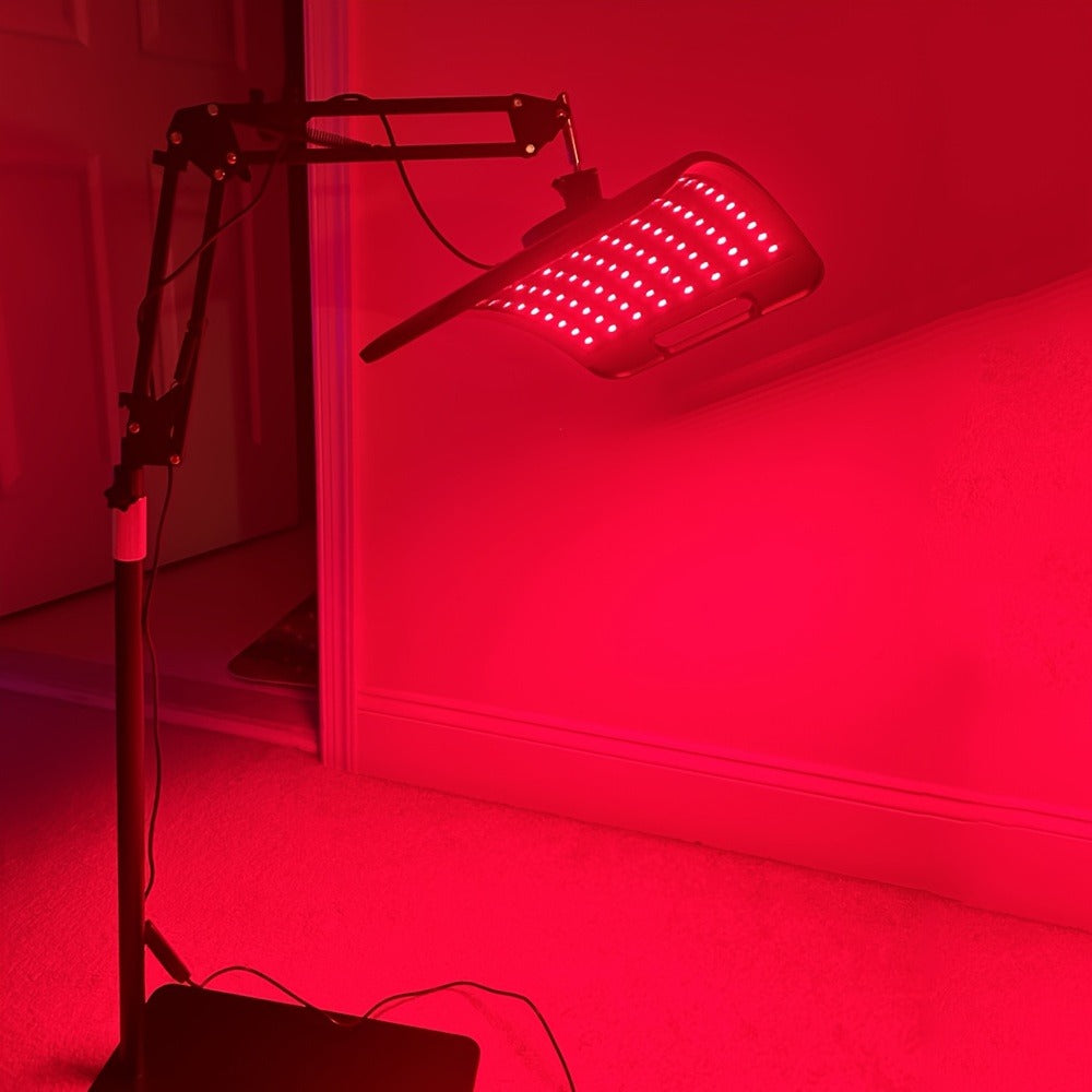 Adjustable Red and Near-Infrared LED Panel Lamp with 660nm and 850nm Light, Floor Stand and 30-Minute Timer
