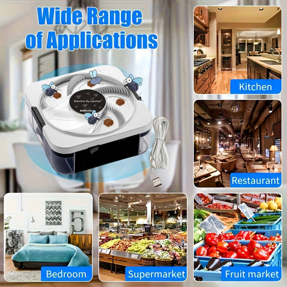 Fly Trap, Electric USB Rechargeable Indoor Kitchen Farm No Consumables for Garden, Yard and Pest Management