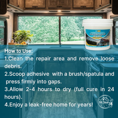 Clear Waterproof Sealant 1000g – Transparent Adhesive for Roof, RV, Wall, Pipe & Tile Leak Repair, Indoor & Outdoor, Includes Brush