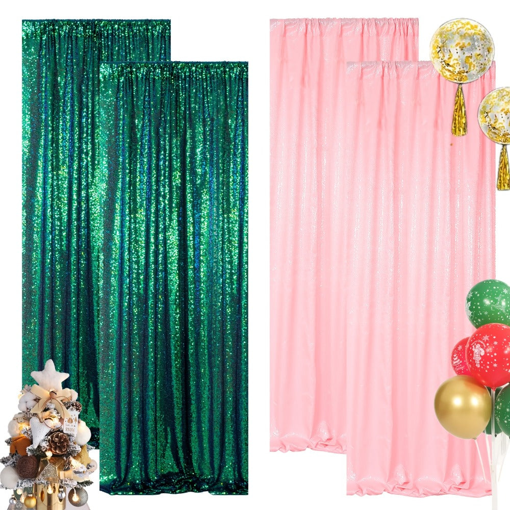 Sequin Backdrop Curtain for Party Wedding – 4x8ft Shimmering Glitter Curtain for Birthday Photo Booth Stage Decoration, Easy Hang