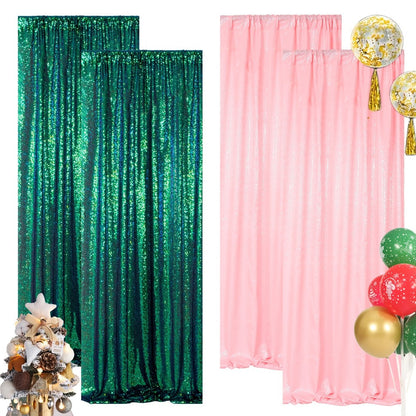 Sequin Backdrop Curtain for Party Wedding – 4x8ft Shimmering Glitter Curtain for Birthday Photo Booth Stage Decoration, Easy Hang