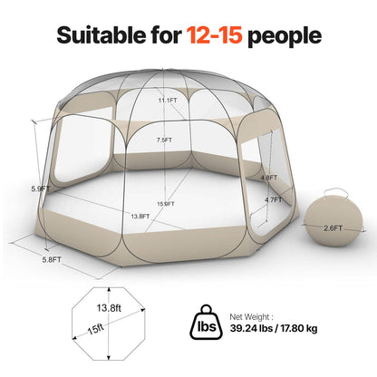 Pop Up Bubble Tent Clear Dome Tent 540° Panoramic Outdoor Shelter for Garden, Patio and Yard Use