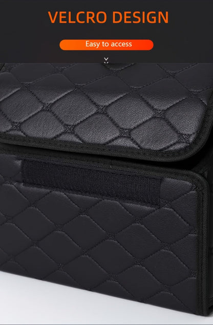 Car Trunk Organizer, Foldable Faux Leather Bow-Detail Box in 30L or 35L Size with Pink and Black Options