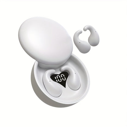 Heart-Shaped Bluetooth 5.4 Sleep Earbuds with Digital Charging Case in Black, White or Khaki