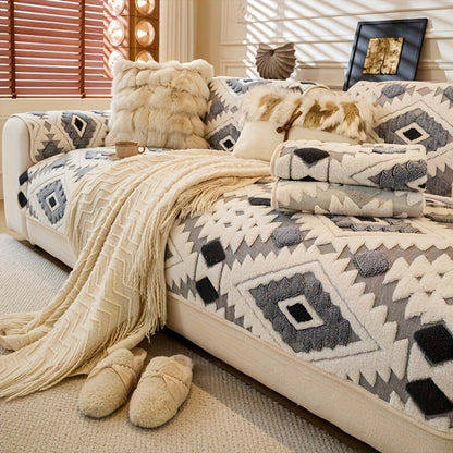 Sofa Cover, Thick Plush Couch Pad with Backing Detail in Three Colors and Seven Seat or Arm Sizes
