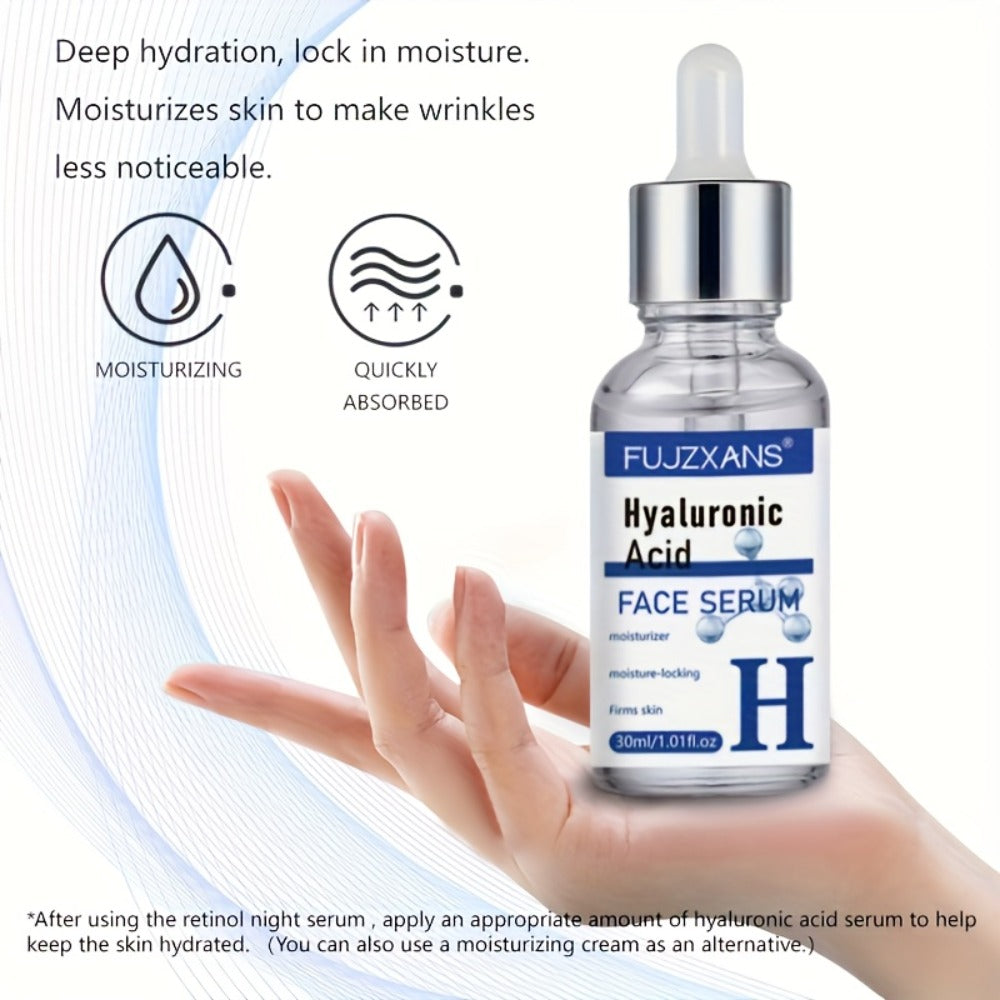 Vitamin C Retinol Hyaluronic Acid Serum Set, 3-Piece Day & Night Dropper Kit with Collagen & Glycerol