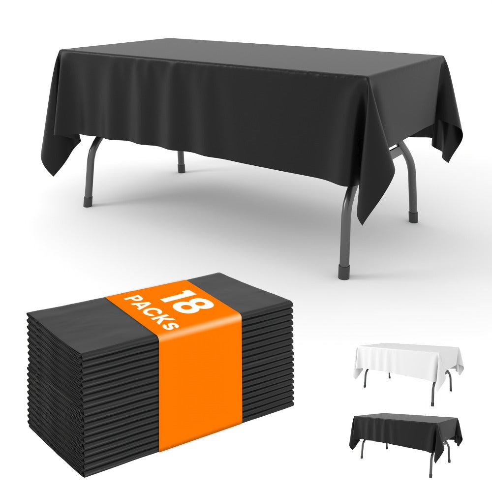Disposable Plastic Tablecloths 18/36 Pack 54x108 Inch – Leakproof Sturdy White Table Cover for Party Picnic Wedding Birthday Banquet Outdoor
