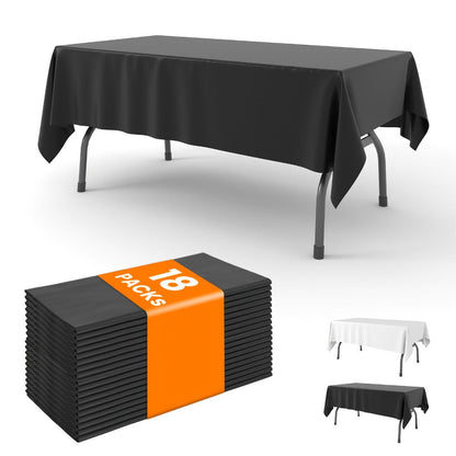 Disposable Plastic Tablecloths 18/36 Pack 54x108 Inch – Leakproof Sturdy White Table Cover for Party Picnic Wedding Birthday Banquet Outdoor