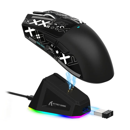 ATTACK SHARK X11 Wireless Gaming Mouse with RGB Charging Dock, Tri-Mode 2.4G/USB-C, PAW3311 Sensor