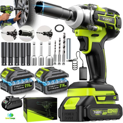 Cordless Impact Wrench Brushless Motor 3-in-1 High Torque, Rechargeable Battery, Design, Variable Speed