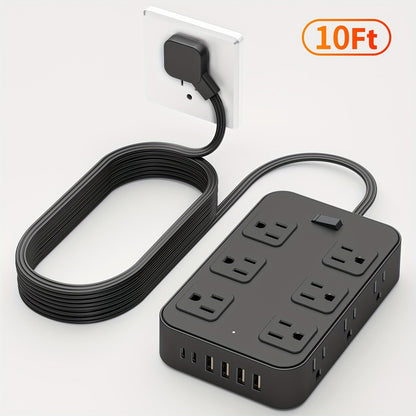 Wide Outlet Surge Protector Power Strip 18-in-1 with 12 Widely Spaced AC Outlets 4 USB-A 2 USB-C Ports Safe Portable Desktop Charging