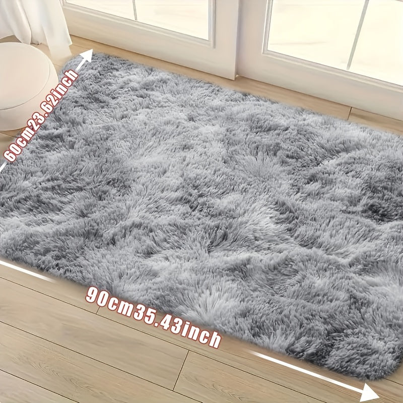 Area Rug Tie-Dye Polyester Plush Mat in Four Colors and Two Machine-Washable Sizes for Indoor Rooms