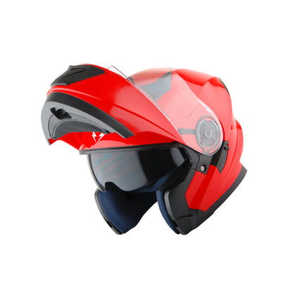 Motorcycle Helmet Modular Flip-Up Design with Dual Visors, Optional Three-Mode LED Tail Light and S-XL Sizes